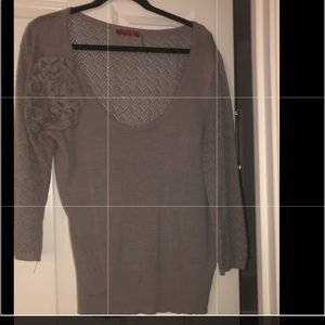 Grey Knit Sweater w/ flower